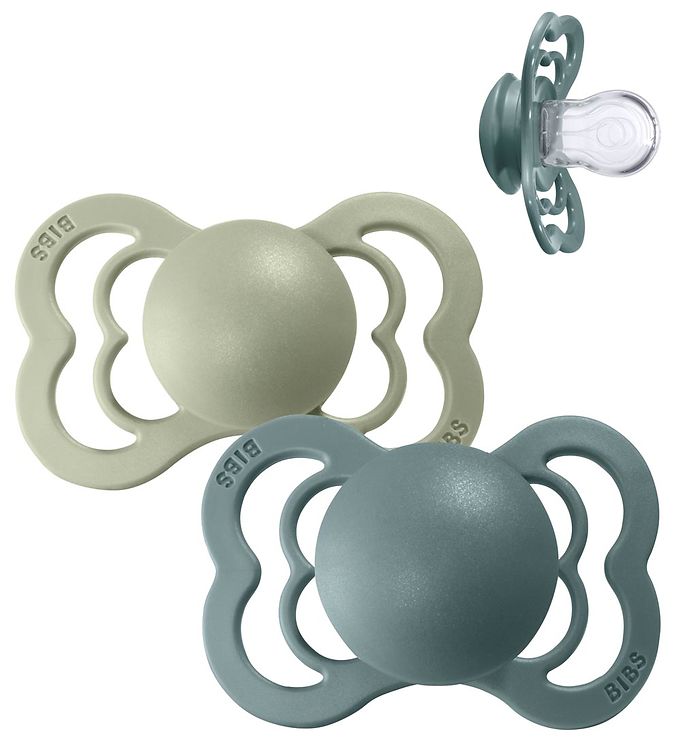 BIBS Symmetrisk Supreme Sut - 2-Pak - Str. 2 - Silikone - Island Sea/Sage