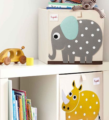 3 Sprouts Opbevaringskasse - 33x33x33 - Elefant