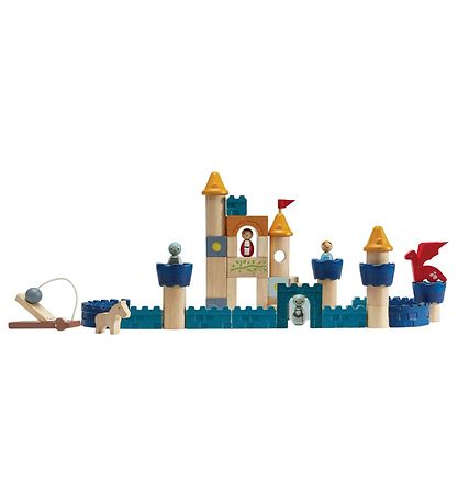 PlanToys Trælegetøj - Slotsklodser - 47 Dele - Træ