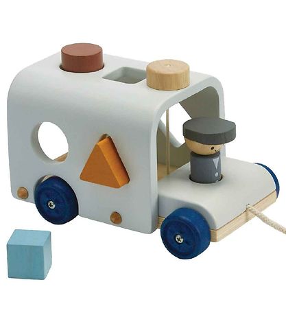 PlanToys Træklegetøj - Bus m. Puttekasse - Træ/Lyseblå PlanToys Træklegetøj - Bus m. Puttekasse - Træ/Lyseblå