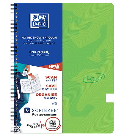 Oxford Notesbog - Touch - Linieret - A4+ - Grøn