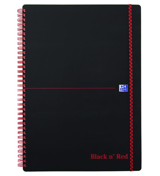Notesbog Oxford Black n´red A4 90gr Tern Blødt Omslag