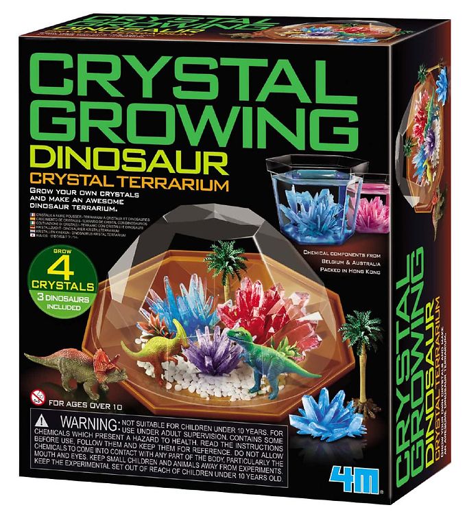 Crystal Growing - Dinosaur Terrarium Sæt Med 3 Dinosaurer