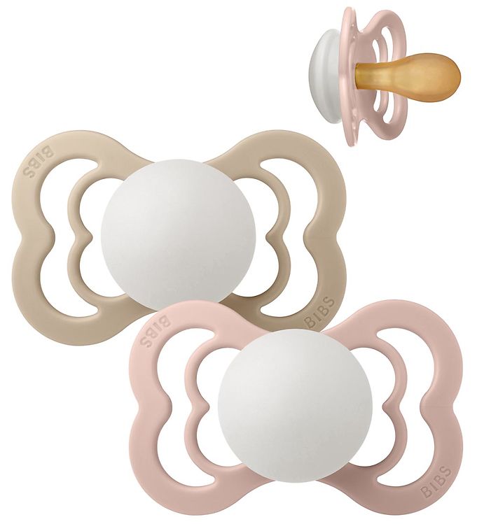 BIBS Symmetrisk Supreme Sut - 2-Pak - Str. 2 - Naturgummi - GLOW - Blush/Vanilla
