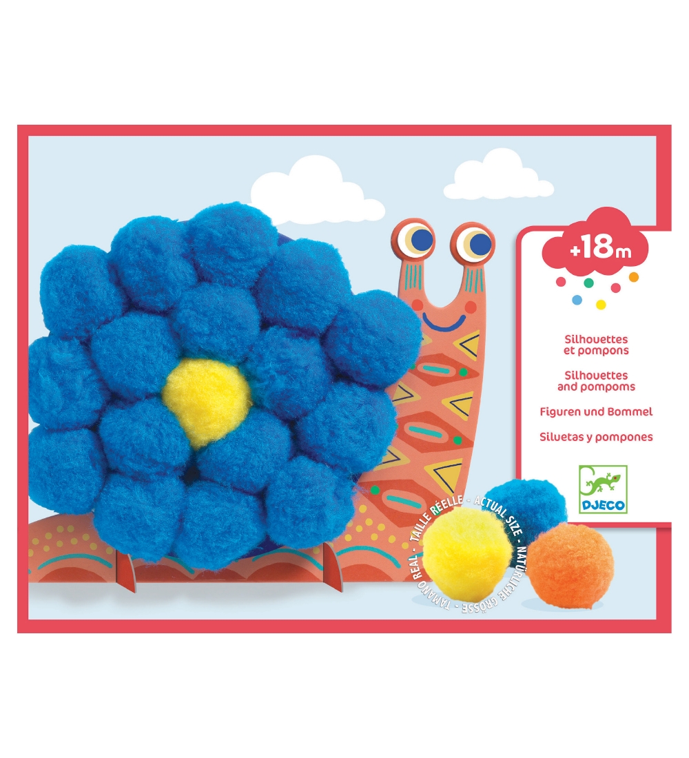 Djeco Creatieve Speelset - Silhouetten en pompons - Dieren - Djeco - OneSize - Knutselpakket