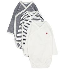 Petit Bateau Slå-om Body l/æ - 3-pak - Blå/Hvid Stribet Petit Bateau Slå-om Body l/æ - 3-pak - Blå/Hvid Stribet