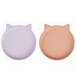Liewood Tallerkener - 2-pak - Silikone - Olivia - Kat - Light La