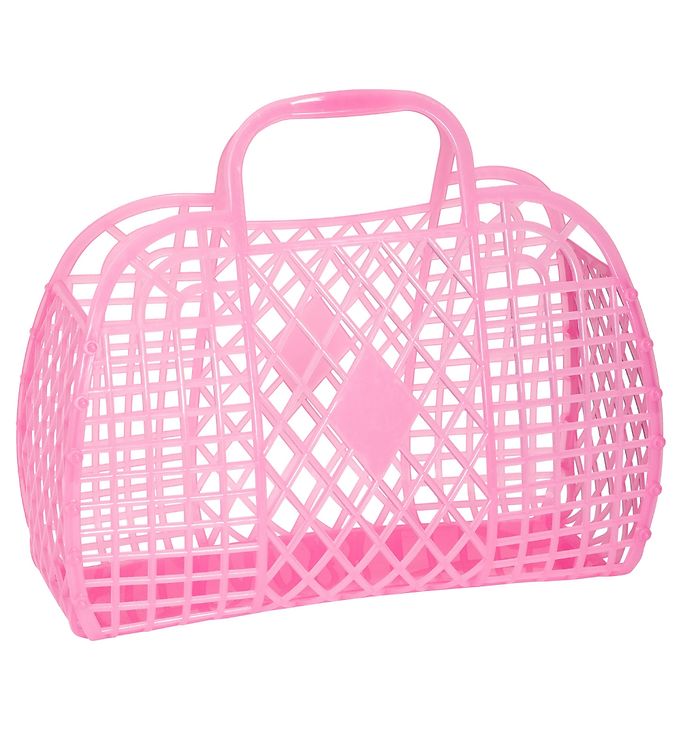 Sun Jellies Lille Foldekurv - Retro - 26x21x12 cm - Neon Pink
