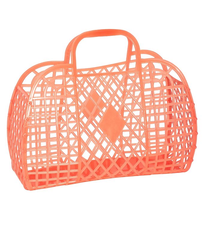 Sun Jellies Lille Foldekurv - Retro - 26x21x12 cm - Neon Orange