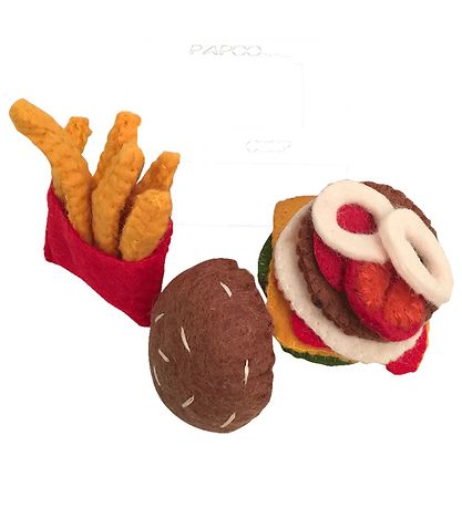 Papoose Legemad - 18 Dele - Filt - Burger m. Pommes Frites Papoose Legemad - 18 Dele - Filt - Burger m. Pommes Frites