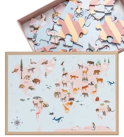 Vissevasse Puslespil - World Map Animal - 42 Brikker Vissevasse Puslespil - World Map Animal - 42 Brikker