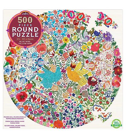 Eeboo Puslespill - 500 Brikker - Blue Bird og Yellow Bird Eeboo Puslespill - 500 Brikker - Blue Bird og Yellow Bird