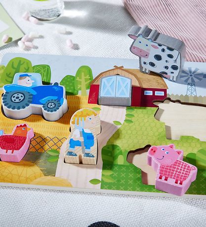 Haba Puslespil - 6 Brikker - Træ - Bondegård