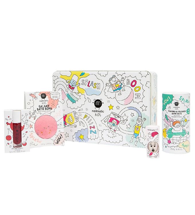 Nailmatic Badesæt - Box m. Badebombe, Neglelak, Lipgloss, Badesa