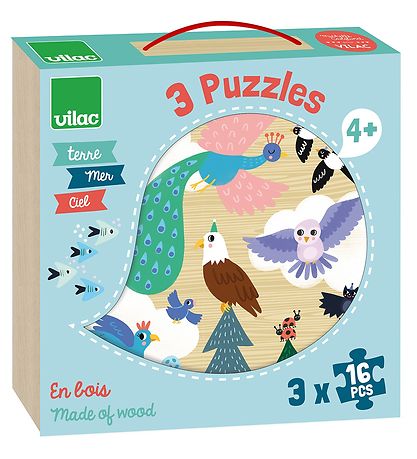 Puzzle Vilac - 3x16 Briques - Dans les airs, dans l'eau et sur t