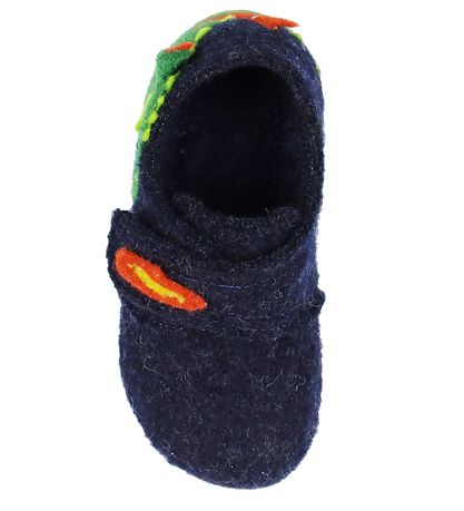 Living Kitzbühel Hjemmesko - Uld - Mørk Blå m. Drage Living Kitzbühel Hjemmesko - Uld - Mørk Blå m. Drage