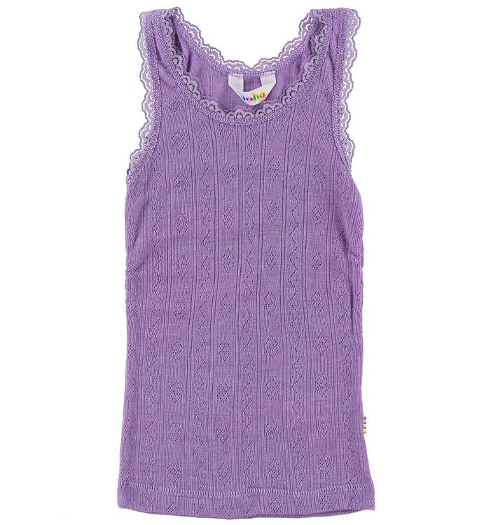 Joha Undertrøje - Uld/Silke - Lilla m. Hulmønster