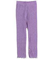 Joha Leggings - Wool/Silk - Purple w. Pointelle Joha Leggings - Wool/Silk - Purple w. Pointelle