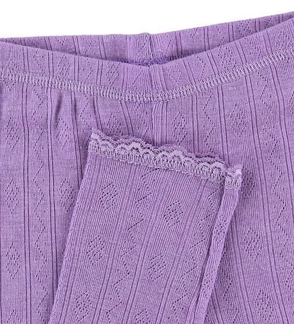 Joha Leggings - Uld/Silke - Lilla m. Hulmønster