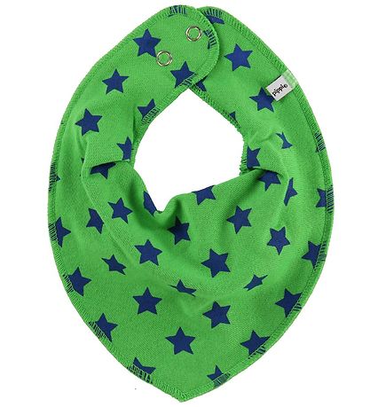 Pippi Baby Teething Bib - Pointy - Green w. Blue Stars