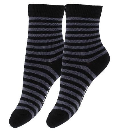 Fuzzies Socks - 2-Pack - Black/Grey Striped