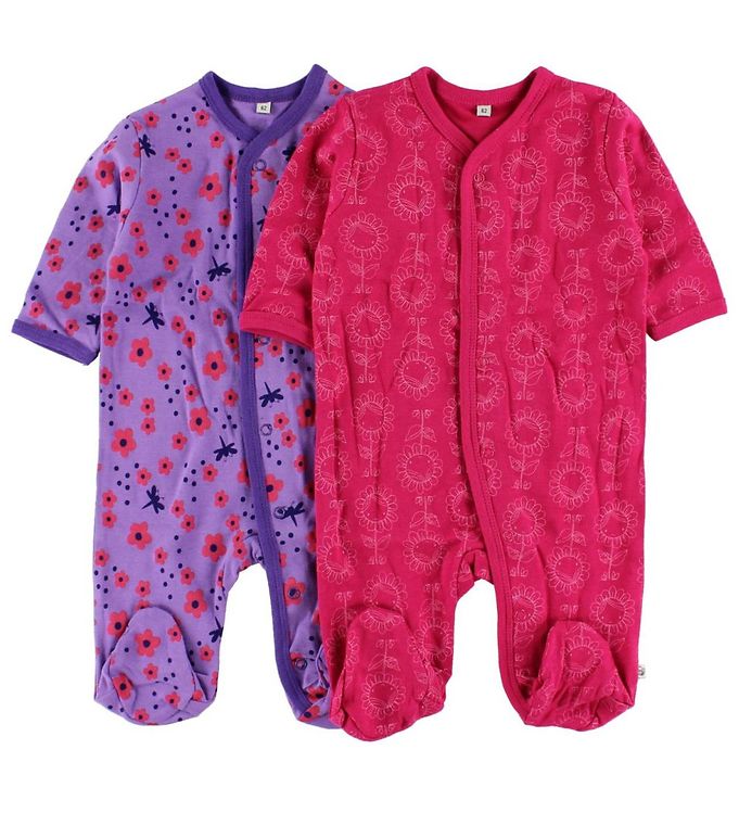 Pippi Natdragter m/f - 2-Pak - Lilla/Pink m. Print