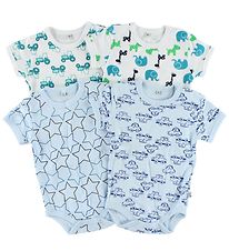 Pippi Bodyer K/Æ - 4-pak - Lyseblå/Hvid m. Mønster