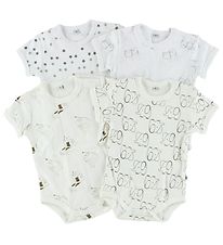 Pippi Body K/Æ - 4-pak - Hvid/Creme m. Mønster