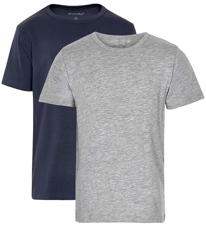 Minymo T-shirt - 2-Pak - Navy/Grå billede