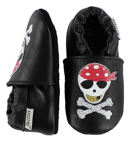 Fuzzies Soft Sole Leather Shoes - Philip - Black w. Pirate Fuzzies Soft Sole Leather Shoes - Philip - Black w. Pirate