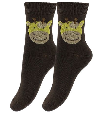 Fuzzies Strømper - 2-Pak - Brun m. Giraf Fuzzies Strømper - 2-Pak - Brun m. Giraf