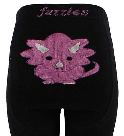 Fuzzies Strømpebukser - Sort m. Dino