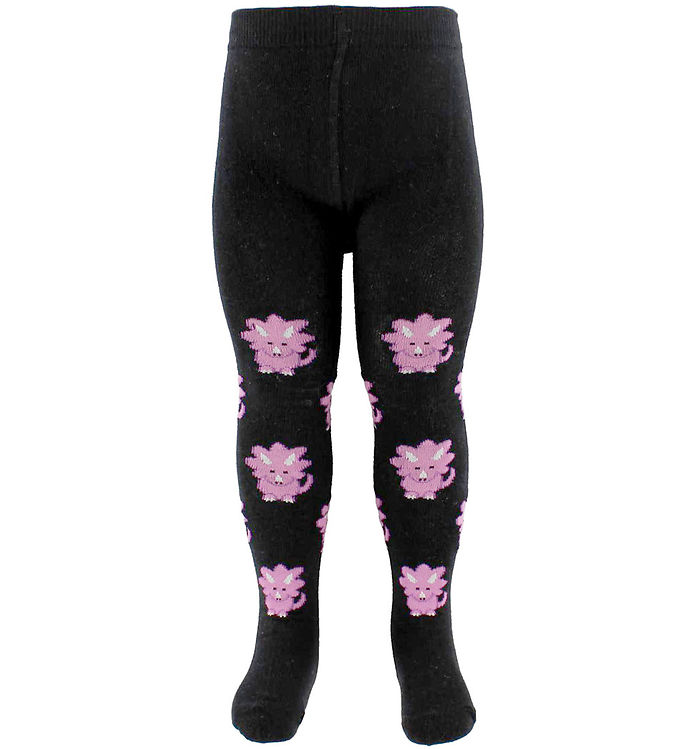 Fuzzies Strømpebukser - Sort m. Dino