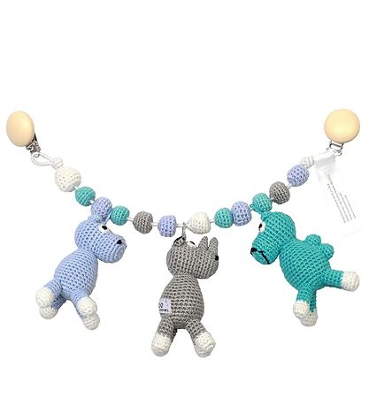 NatureZoo Barnevognskæde - Flodhest/Næsehorn/Kamel - Blå/Grå