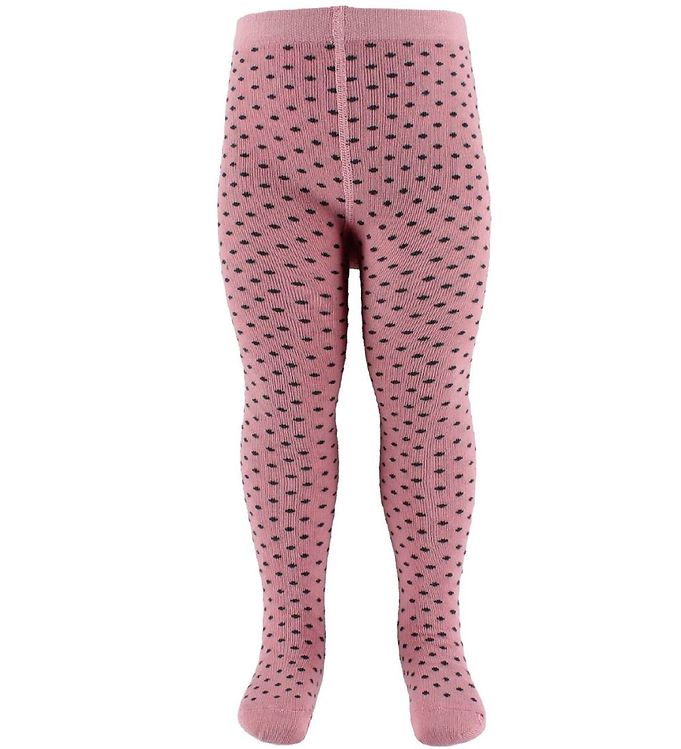 Fuzzies Strømpebukser - Gl. Rosa m. Koksgrå Prikker