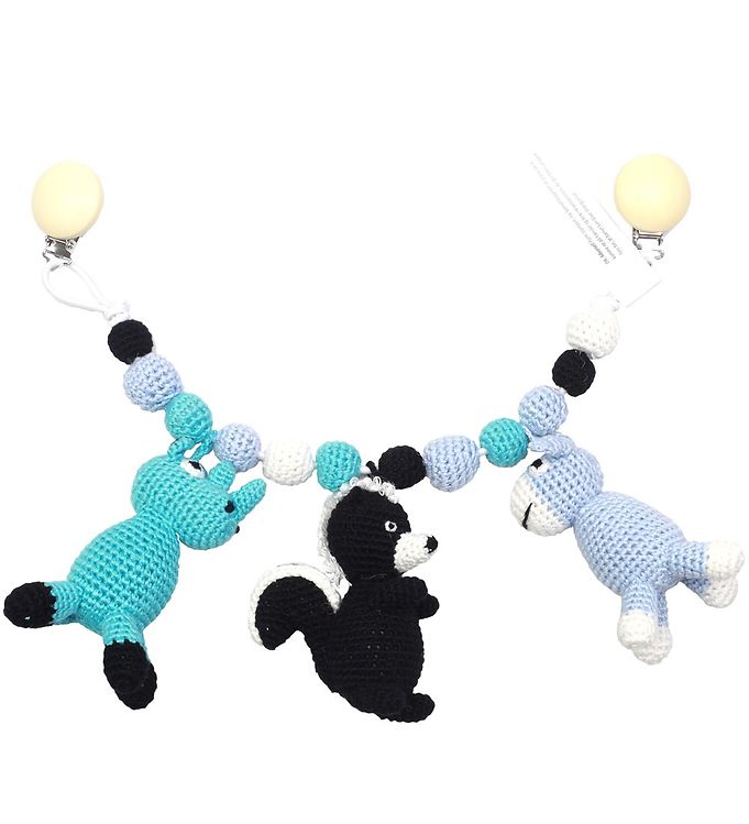 NatureZoo Barnevognskæde - Æsel/Stinkdyr/Næsehorn - Turkis