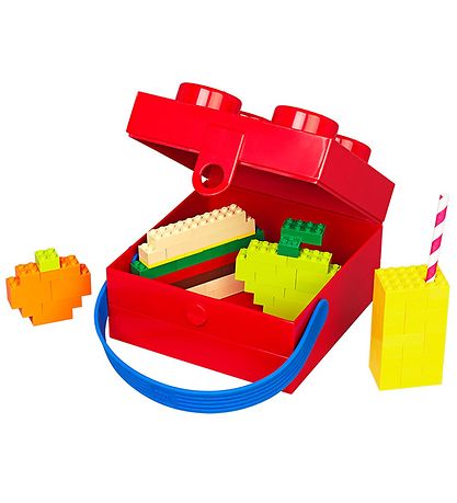 LEGO® Storage Madkasse m. Hank - 4 Knopper - Rød