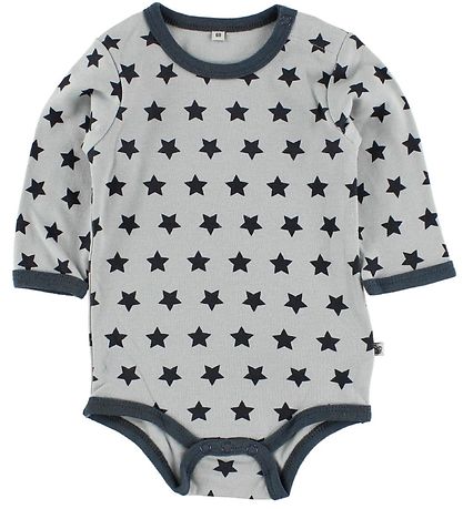 Pippi Bodyer L/Æ - 4-pak - Blå/Lyseblå m. Mønster