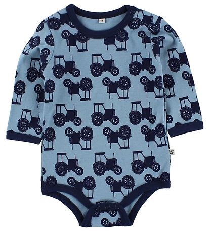 Pippi Bodyer L/Æ - 4-pak - Blå/Lyseblå m. Mønster