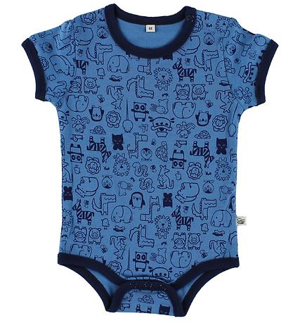 Pippi Bodyer K/Æ - 4-pak - Blå/Lyseblå m. Mønster Pippi Bodyer K/Æ - 4-pak - Blå/Lyseblå m. Mønster