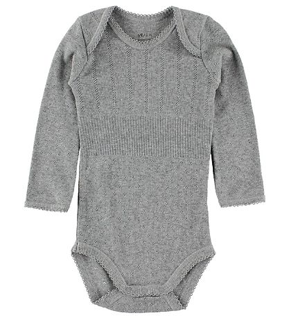 Noa Noa miniature Body - L/Æ - Gråmeleret m. Hulmønster Noa Noa miniature Body - L/Æ - Gråmeleret m. Hulmønster