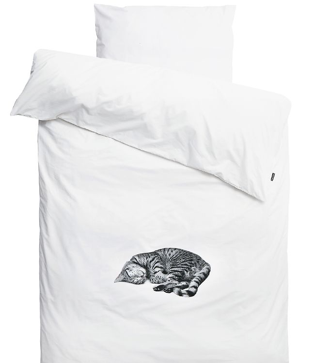 Snurk Sengetøj - Voksen - Hvid m. Kat