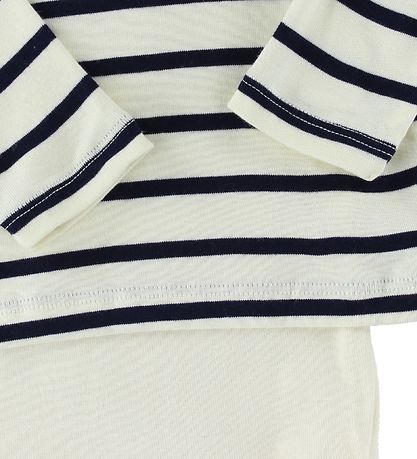 Petit Bateau Body m. Bluse - L/Æ - Creme/Navystribet