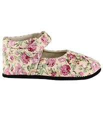 Chaussons Ballerines Fuzzies - Rose - Poudré av. Fleurs Chaussons Ballerines Fuzzies - Rose - Poudré av. Fleurs