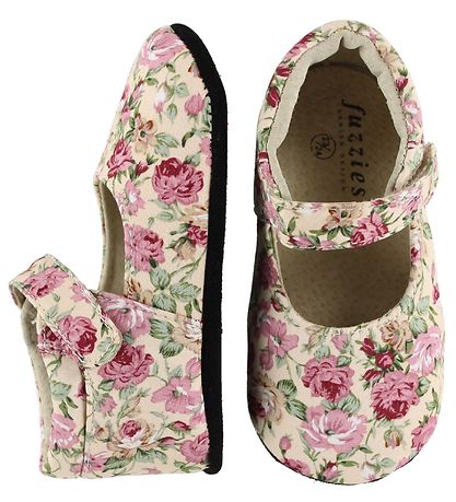 Fuzzies Ballerina Slippers - Powder w. Flowers Fuzzies Ballerina Slippers - Powder w. Flowers