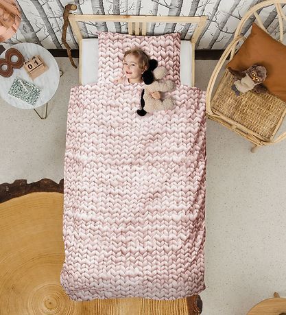 Snurk Sengetøj - Junior - Rosa Strik Print