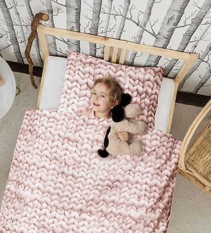 Snurk Sengetøj - Junior - Rosa Strik Print