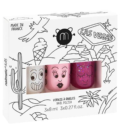 Nailmatic Neglelak - 3-pak - Rosa Glimmer/Lyserød/Hindbær Glimme