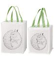 Bloomingville Storage Bags - 2 pcs - 30/40 cm - White/Green w. Bloomingville Storage Bags - 2 pcs - 30/40 cm - White/Green w.