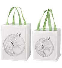 Bloomingville Opbevaringsposer - 2 stk - 30/40 cm - Hvid/Grøn m. Bloomingville Opbevaringsposer - 2 stk - 30/40 cm - Hvid/Grøn m.